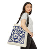 Block Print Cat Tote Bag With Adjustable Strap