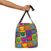 Pop Art Tipped Ear Cats Tote Bag With Adjustable Strap For Feral Cat Lovers And TNR Supporters