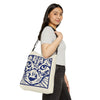 Block Print Cat Tote Bag With Adjustable Strap