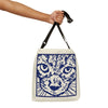 Block Print Cat Tote Bag With Adjustable Strap